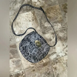Women’s Black and  Grey Snake Skin Crossbody shoulder bag purse adjustable strap